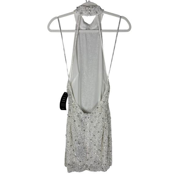 Retrofete Olivia Beaded Sequin Mini Dress Halter Party Bridal Evening Formal S - Picture 7 of 11